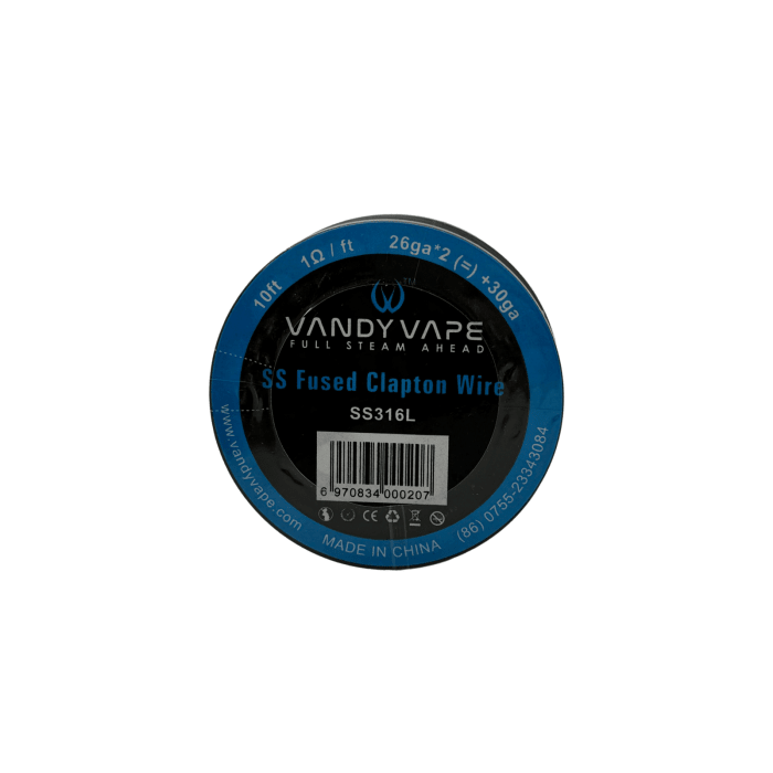 DIY DRUT VANDY VAPE SS FUSED CLAPTON 26GA*2(=)+30GA 1,OHM/FT 10FT