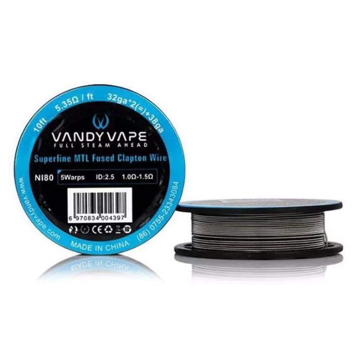 DIY DRUT VANDY VAPE SUPERFINE MTL FUSED CLAPTON 32GA*2(=)+38GA 5,35OHM/FT 10FT 