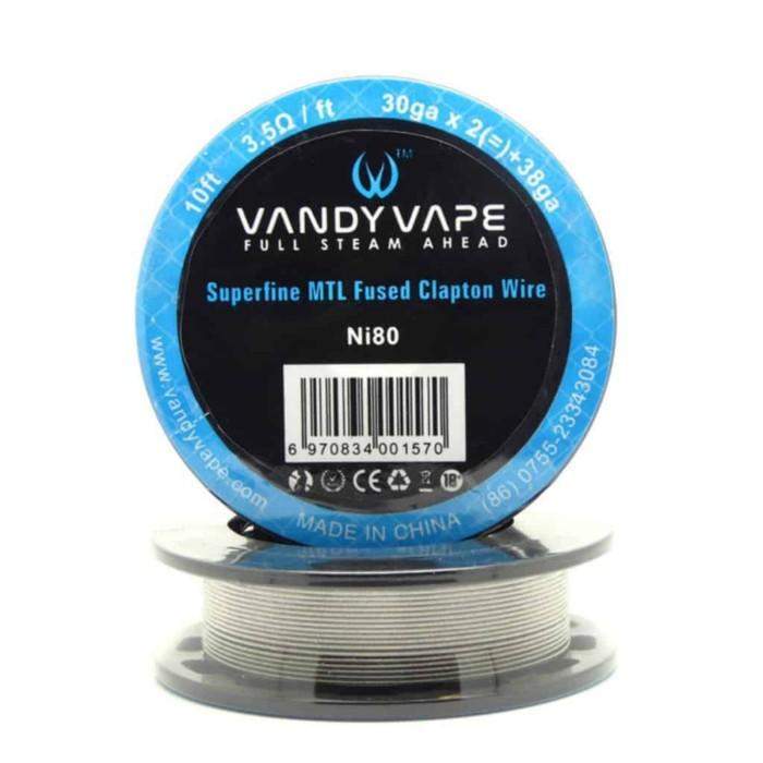 DIY DRUT VANDY VAPE SUPERFINE MTL FUSED CLAPTON NI80 30GAX2(=)+38GA 3,5OHM/FT 10FT