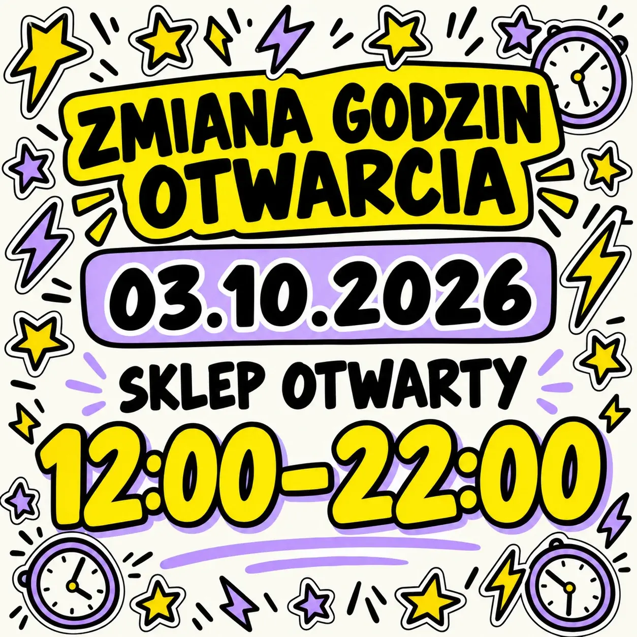 Vape Mate Spot Poznań – zmiana godzin otwarcia 3 października 2026 na 12:00–22:00.